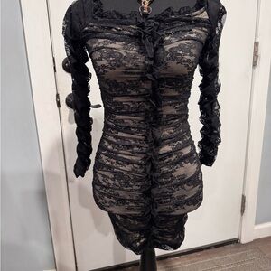 Forever 21 Elegant Black Lace Long Sleeve Dress